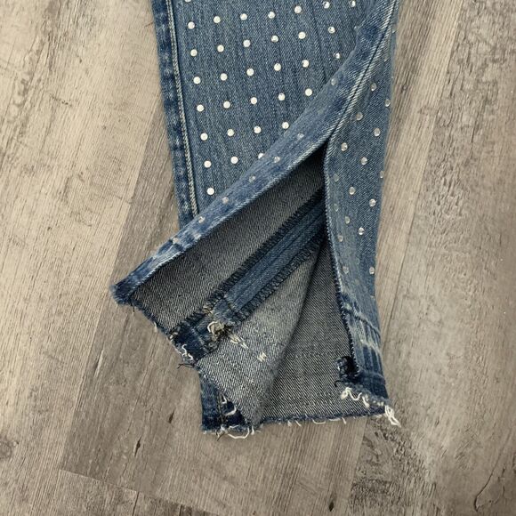 Frankie B Large All Over Studded Jean Straight Button Fly Released Hem 34 $395 - Picture 8 of 13